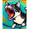 Impressionistic Funny Cat Screaming Impressionism