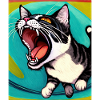 Impressionistic Funny Cat Screaming Impressionism