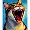 Impressionistic Funny Cat Screaming Impressionism
