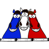 Blue White Red Horses