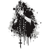 Rosario delle mani che pregano in bianco e nero