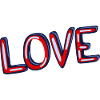 Love inscription in red
