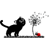 Spring design - cat, dandelion, ladybug