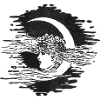 Woman and crescent moon illustration