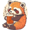 Red panda enjoying its beer