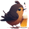 Little bird enjoying its beer