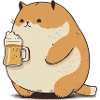 Big funny cat drinks beer