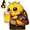 Funny sweet bee drinks beer