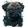Mops Hund mit Nerdbrille