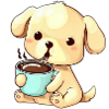 Coffee drinking dog