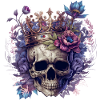 Skull with crown and flowers