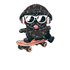 Dog Pug on skateboard