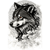 Wolf with flowers