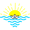 Sunset white folded boat paper boat