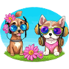 Two dog with sunglasses