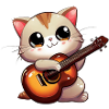 Chat avec guitare