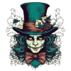 Creepy Hatter with Green Hair
