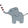 Elephant fabric with hearts