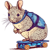 chinchilla pet on a skateboard