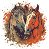 Deux chevaux amoureux - motif cheval