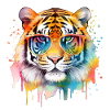 Bunter cooler Tiger mit Sonnenbrille