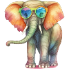 Bunter cooler Elefant mit Sonnenbrille