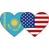 Kazakhstan USA Flag Heart