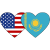 USA Kazakhstan Flag Heart