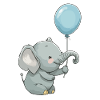 small elephant with balloon
