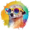 Buntes cooles Erdmännchen mit Sonnenbrille