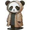 Cute panda wearing raincoat