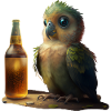 Sweet parrot with beer
