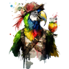 Cool parrot pirate with beer.