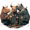 Rhinoceros gang drinks beer
