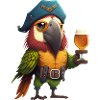 Pirate parrot drinking a beer