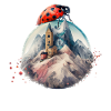 Ladybug Art Gift Insects Mountains