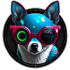 Chihuahua futuristic neon