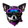 Chihuahua futuriste avec lunettes