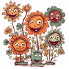 Grappige Komische Bloesems, Cartoon Bloemen