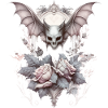 Gothic. Bat with roses