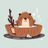 Cute beaver in the bathtub