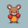 Cute kangaroo with box gloves