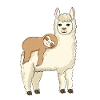 Funny sloth riding llama