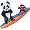 Surfing Panda and Monkey