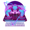 Vaporwave Schildkröte DJ Pult Schildkröte