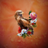 Wunderbarer Adler mit Blumen.