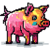 A beautiful colorful adult pig