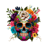 Totenkopf Blumen Bunt