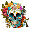 Totenkopf Blumen Bunt