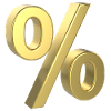 Prozentzeichen Gold 3D
